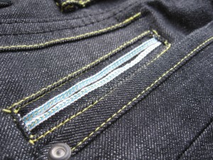 Front selvage coin pocket